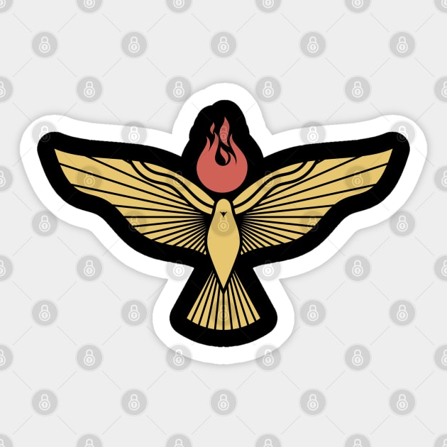 The dove and the flame of fire are symbols of God's Holy Spirit, peace and humility Sticker by Reformer